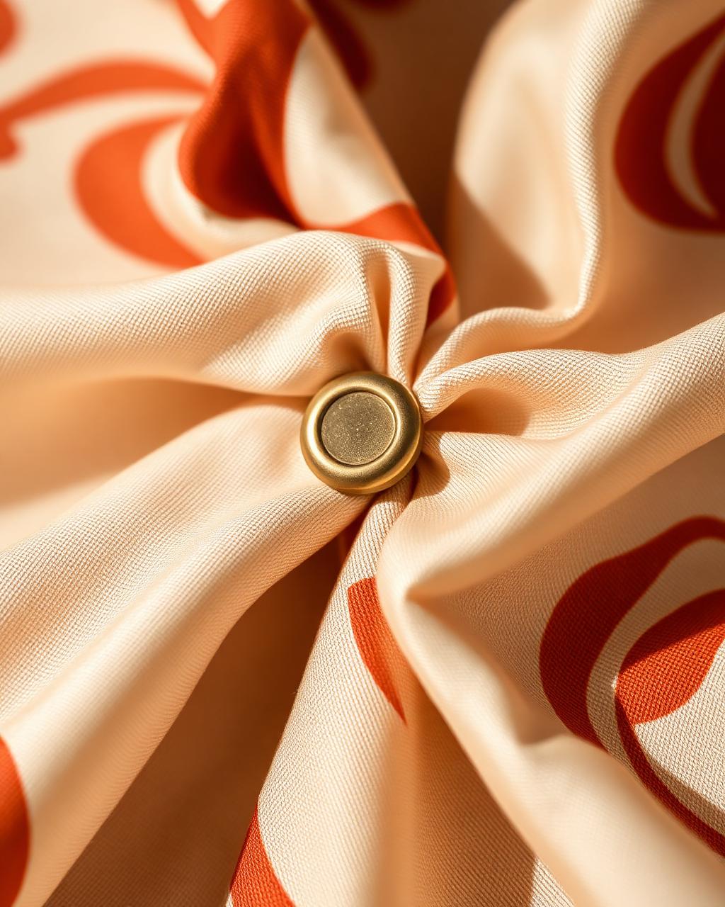 Hidden brass magnet fastening on hand-cut silk twill